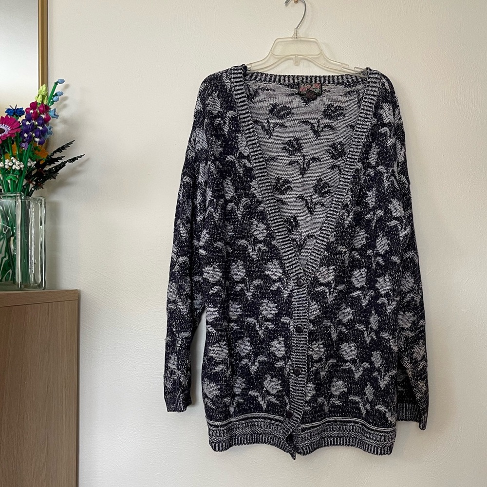 Vintage Paris Sport Club Blue Patterned Cardigan